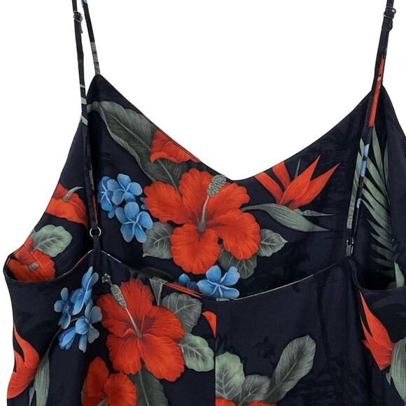 Veda Silk slip mini dress Hawaiian print tropical black wrap draped straps M - Picture 10 of 15